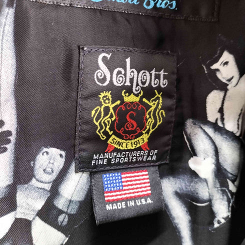 ショット Schott ホースレザー 裏地ヌード柄 ワンスターダブルライダースジャケット メンズ US:38