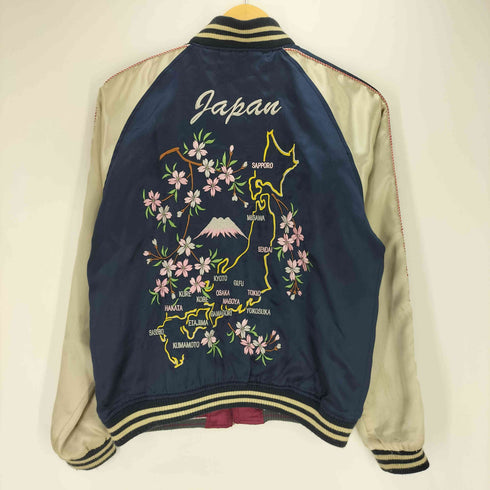 龍 富士 刺繍 リバーシブル サテン スカジャン メンズ JPN:M