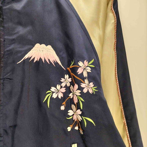 龍 富士 刺繍 リバーシブル サテン スカジャン メンズ JPN:M