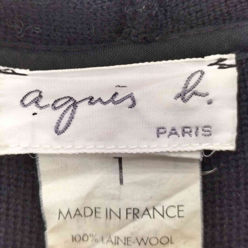 アニエスベー agnes b. PARIS 90s フランス製 ウール フーデット ロングニットコート レディース 1