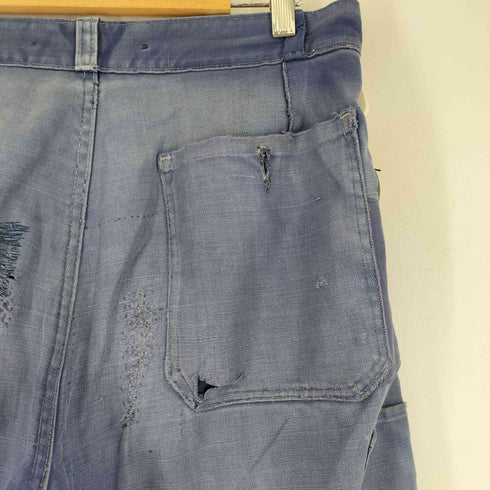 推定50-60S ダブルニー ダメージ モールスキン フレンチワークパンツ メンズ