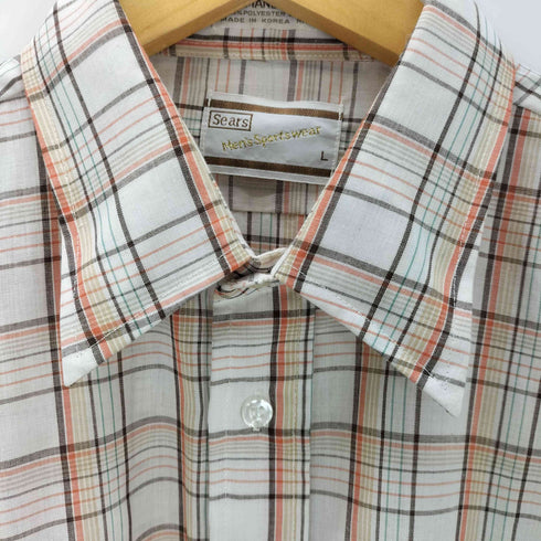 シアーズ Sears 60-70S L/S チェック ボックス シアー シャツ 襟芯 メンズ import:L