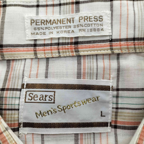 シアーズ Sears 60-70S L/S チェック ボックス シアー シャツ 襟芯 メンズ import:L