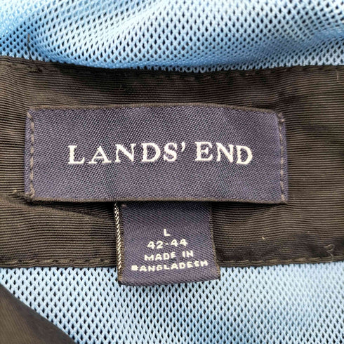 ランズエンド LANDS END 裏地 メッシュ パッカブル フード 企業ロゴ ナイロン シェル ブルゾン ジャケット ブラック 裾ドローコード メンズ import:L