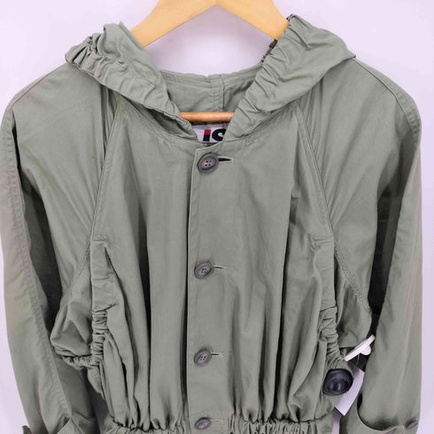 アイエスイッセイミヤケ I.S. ISSEY MIYAKE 90s 91ss ギャザー フーデット コート レディース JPN:M