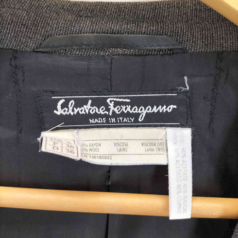 サルヴァトーレフェラガモ Salvatore Ferragamo ウエストベルト付き テーラードジャケット コート レディース US6