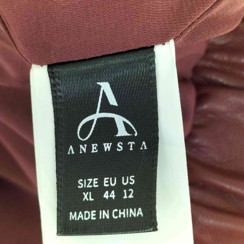 anewsta 刺繍デザイン フェイクレザー ジャケット レディース JPN:XL