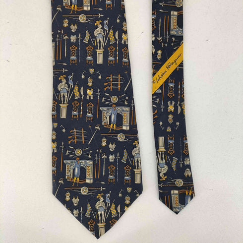 サルヴァトーレフェラガモ Salvatore Ferragamo 総柄 シルクネクタイ メンズ