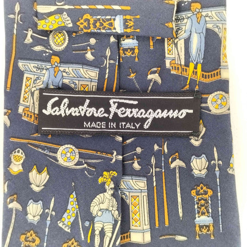 サルヴァトーレフェラガモ Salvatore Ferragamo 総柄 シルクネクタイ メンズ
