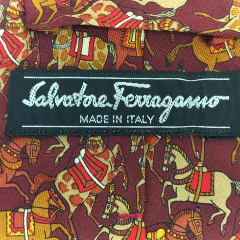 サルヴァトーレフェラガモ Salvatore Ferragamo 馬柄 シルクネクタイ メンズ