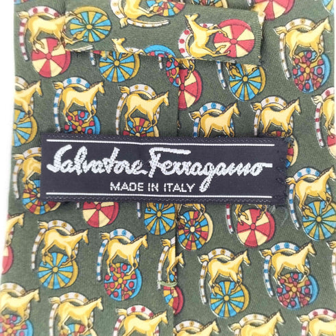 サルヴァトーレフェラガモ Salvatore Ferragamo 馬柄 シルクネクタイ メンズ