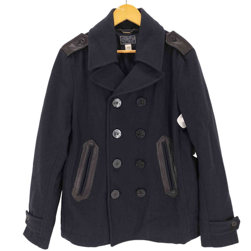 ディーゼル DIESEL レザー ウール 切替 ピーコート メンズ import:L