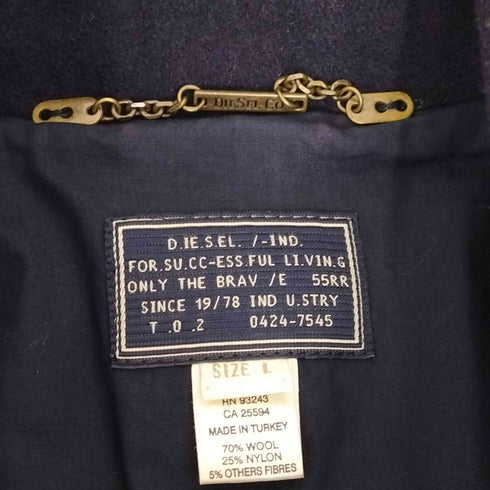 ディーゼル DIESEL レザー ウール 切替 ピーコート メンズ import:L