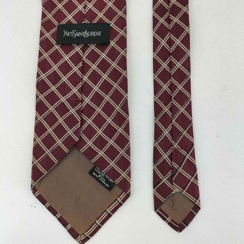 イヴサンローラン Yves Saint Laurent チェック柄 シルクネクタイ メンズ