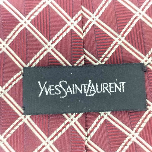 イヴサンローラン Yves Saint Laurent チェック柄 シルクネクタイ メンズ