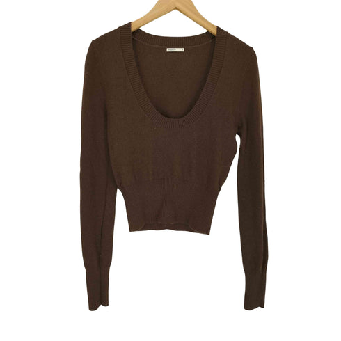 HOUSE OF CB cashmere カシミヤ混 クロップド Uネック ニット セーター import レディース M