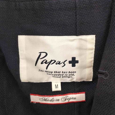 パパス papas 日本製 リネンコットン サイドベンツ ステッチ 2B テーラード ジャケット メンズ JPN:M