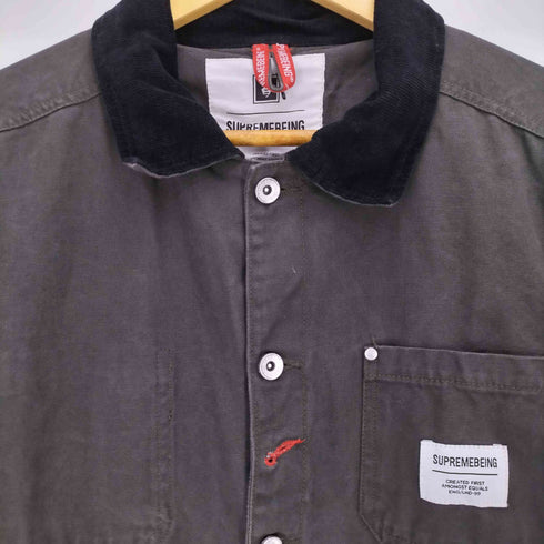 SUPREMEBEING 襟コーデュロイ エルボーパッチ カバーオール メンズ import:M
