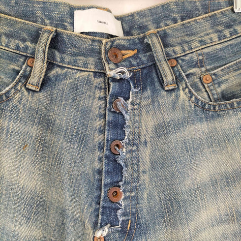 シュガーヒル SUGARHILL DAMAGED MODERN DENIM PANTS WIDE CUT #FADED INDIGO ダメージ加工デニムパンツ ジーンズ メンズ US:34-35