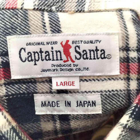 キャプテンサンタ CAPTAIN SANTA ワンポイントロゴ刺繍 好配色 チェック柄 ロングスリーブ BDシャツ メンズ import:L