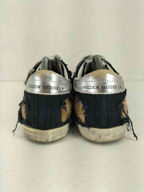 ゴールデングース GOLDEN GOOSE SUPER-STAR グリッター ダメージ加工 レオパードプリント ローカットスニーカー メンズ EUR:41