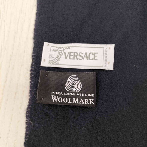 ヴェルサーチ VERSACE イタリア製 ロゴ刺繍 ウール マフラー メンズ ONE SIZE