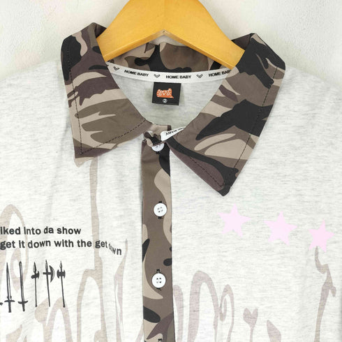 HOME BABY レタリングプリント カモフラ切替 ショートスリーブ ポロシャツ メンズ JPN:2