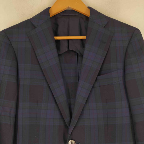 エルメネジルドゼニア Ermenegildo Zegna ウール×シルク チェック 2Bテーラードジャケット メンズ JPN:44
