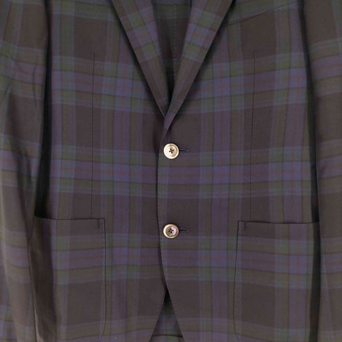 エルメネジルドゼニア Ermenegildo Zegna ウール×シルク チェック 2Bテーラードジャケット メンズ JPN:44