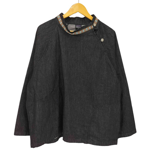 Jagged Edge Mountain Gear チロリアンテープ ネックボタン プルオーバー デニムシャツ メンズ import:L