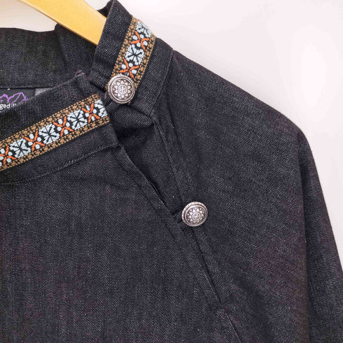 Jagged Edge Mountain Gear チロリアンテープ ネックボタン プルオーバー デニムシャツ メンズ import:L