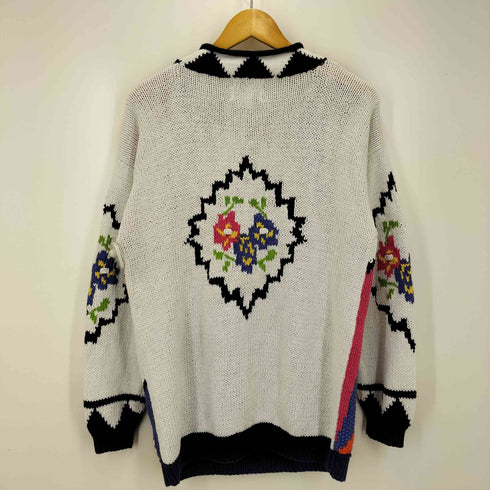 NINON HAND KNIT フラワーデザイン リネンブレンド 総柄ロールネックニット メンズ import:S
