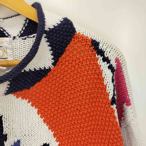 NINON HAND KNIT フラワーデザイン リネンブレンド 総柄ロールネックニット メンズ import:S