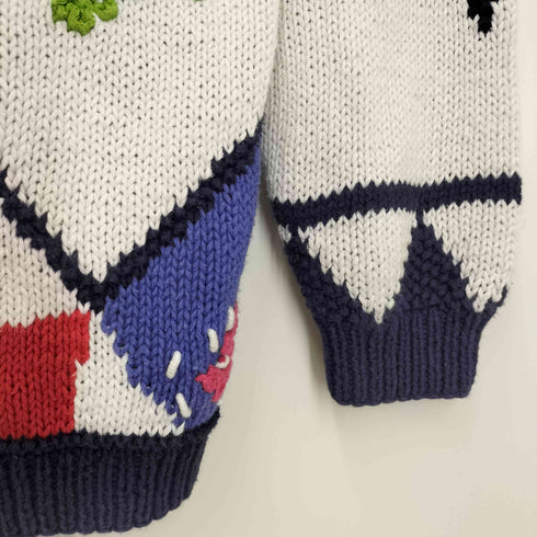 NINON HAND KNIT フラワーデザイン リネンブレンド 総柄ロールネックニット メンズ import:S