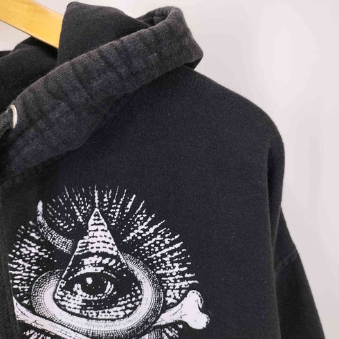 Skull and Crossbones Printed Zip-up Hoodie 両面プリント クロスボーン スカルプリント ジップアップパーカー Y2K メンズ