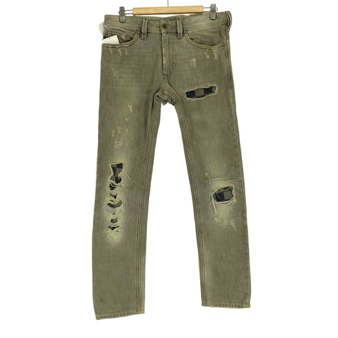 ディーゼル DIESEL THANAZ 裏地チェック ジップフライ ストレート デニムパンツ メンズ W30