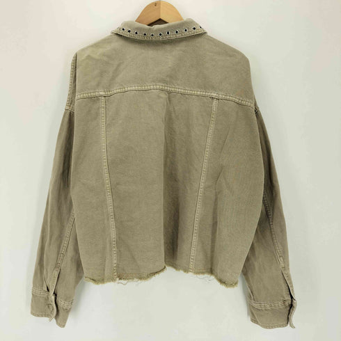 ザラ ZARA クロップピアスデニムジャケット レディース import:M