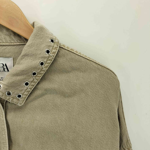 ザラ ZARA クロップピアスデニムジャケット レディース import:M
