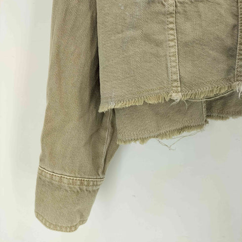 ザラ ZARA クロップピアスデニムジャケット レディース import:M