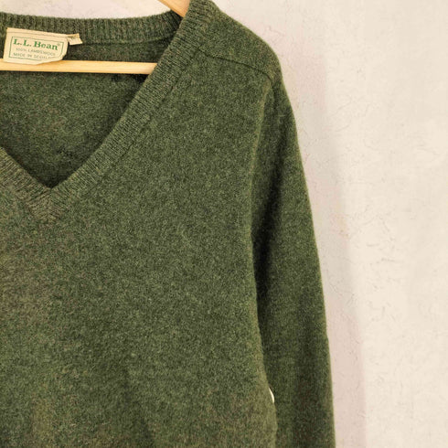 エルエルビーン L.L.Bean 80s スコットランド製 LAMBSWOOL ラムウール フリーダムスリーブ Vネック ニット メンズ M