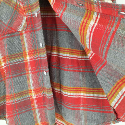ビッグマックジェイシーペニー BIG MAC JCPenney 60-70S USA製 単色タグ 裏地 ボーダー チェック ボックス ネル シャツ ヘビネル 皿ボタン Vintage ヴィンテージ メンズ 16