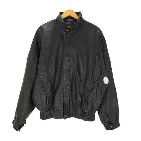 Euro Vintage Leal Leather ユーロ ヴィンテージ 本革 リアル レザー ブルゾン スタンドカラー レザーリブ 裏地 キルティング ブラック メンズ