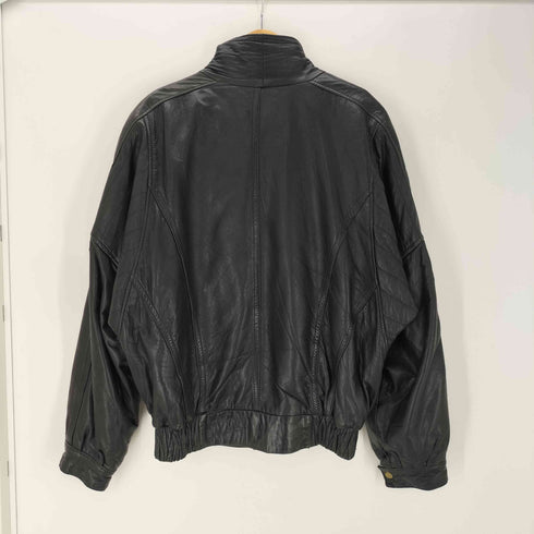 Euro Vintage Leal Leather ユーロ ヴィンテージ 本革 リアル レザー ブルゾン スタンドカラー レザーリブ 裏地 キルティング ブラック メンズ