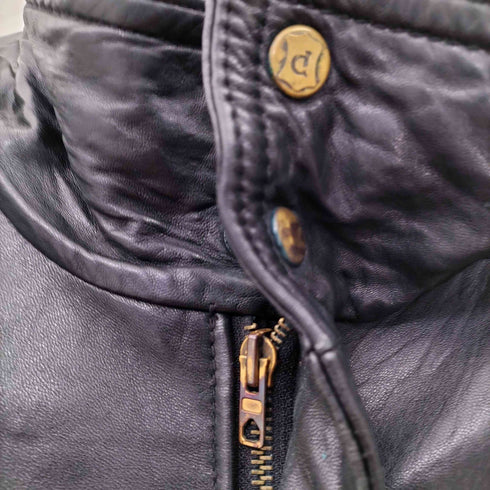 Euro Vintage Leal Leather ユーロ ヴィンテージ 本革 リアル レザー ブルゾン スタンドカラー レザーリブ 裏地 キルティング ブラック メンズ