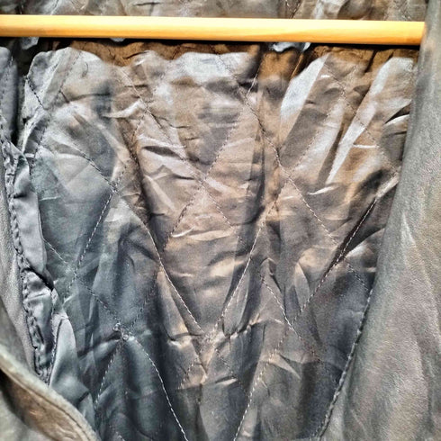 Euro Vintage Leal Leather ユーロ ヴィンテージ 本革 リアル レザー ブルゾン スタンドカラー レザーリブ 裏地 キルティング ブラック メンズ