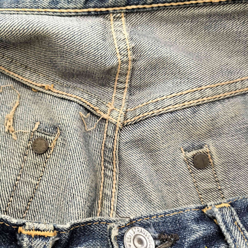 リーバイス Levis ボタン裏20刻印 ビッグE 初期 TYPE レインボーステッチ 赤耳 隠しリベット Vステッチ デニム パンツ 裾オリジナル VINTAGE ヴィンテージ メンズ