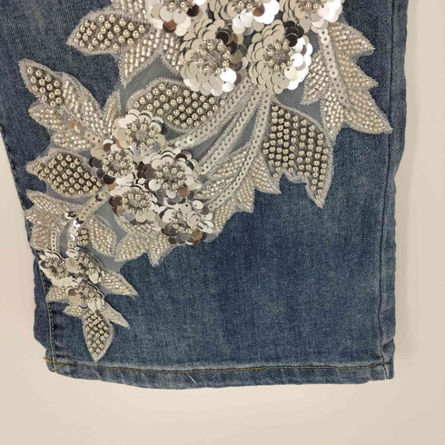 ANDREA&CO. デニムビジュー刺繍パンツ レディース