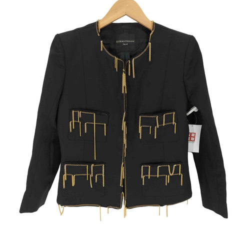 Echantillon No.4/ ウール100 チェーンモチーフ ノーカラーショートジャケット レディース JPN:2