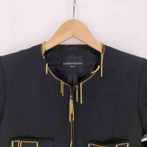 Echantillon No.4/ ウール100 チェーンモチーフ ノーカラーショートジャケット レディース JPN:2