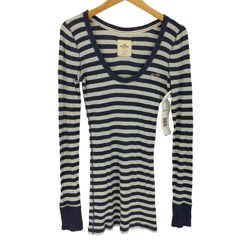 ホリスター Hollister Uネック ボーダー ロングスリーブカットソー レディース import:M